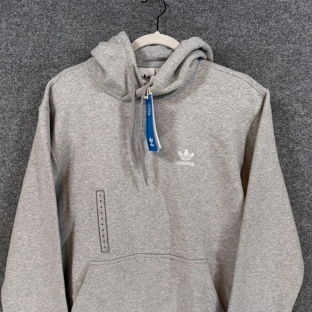 Adidas Essential Hoody Men Small Gray Hoodie Sweatshirt Fleece Pullover NEW